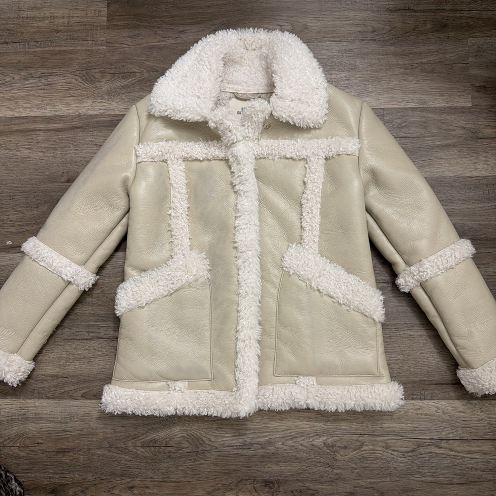 Urban Outfitters Women's Cream Shearling Jacket